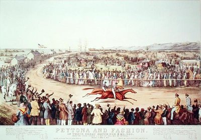 Peytona e Fashion nella loro grande gara per $20.000, 1845 da N. and Ives, J.M. Currier